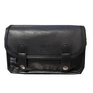 Borsa a tracolla con patta in pelle nera da uomo elegante borsetta per telefono