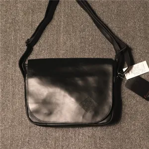 Vintage men's black PU leather messenger bag stylish casual crossbody shoulder bag for men