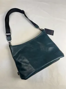 Dark green leather shoulder bag casual crossbody bag with wide strap and fashion design