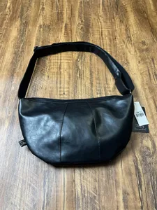Three-box men's black dumpling bag crossbody shoulder bag casual commuter bike bag stylish
