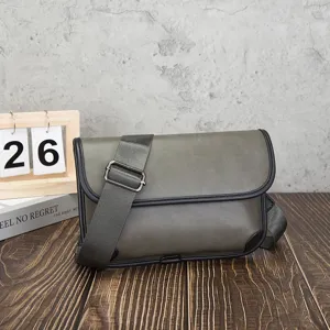 Retro soft leather men messenger bag, casual cross body shoulder bag with adjustable strap.