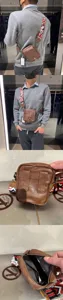 Borsa a tracolla verticale casual da uomo in pelle PU con tracolla larga alla moda