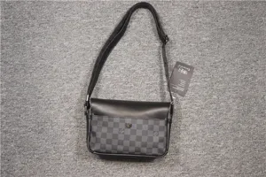 Herren schwarze Karomuster Umhängetasche lässige Messenger Crossbody Tasche für Alltag