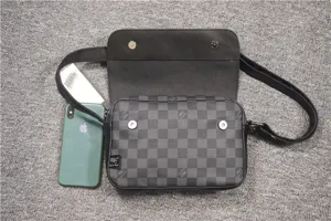 Herren graue karierte Umhaengetasche Messenger Schultertasche fuertaeglich Freizeittasche