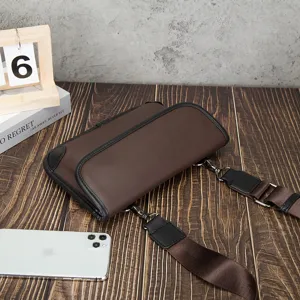 brown soft leather mens shoulder bag casual crossbody bag vintage style daily use bag