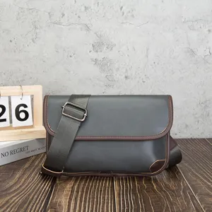 Vintage men messenger bag soft leather shoulder bag casual retro crossbody bag daily use