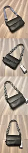 Versatile men's black PU leather messenger bag with wide patterned shoulder strap casual design