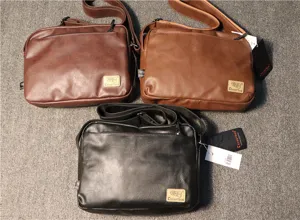Men casual PU leather shoulder bag multi-pocket outdoor messenger bag daily commute cross body bag