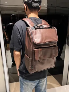 Zaino Business Casual da Uomo Grande Capacità Viaggio Scuola Borsa per Libri Pelle PU Zaino Porta Laptop Per Commuter Quotidiano