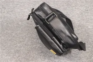 Men's black PU leather crossbody bag casual shoulder messenger bag with zipper pockets