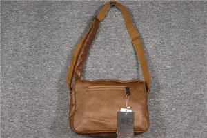 Casual PU leather crossbody bag for men and women, vintage shoulder bag with pocket.