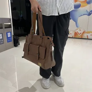 Hommes Marron Casual Business Cabas Sac Vintage PU Cuir Épaule Bandoulière Sac