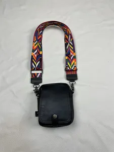 Men fashion vertical crossbody bag wide colorful strap minimalist single shoulder bag small square