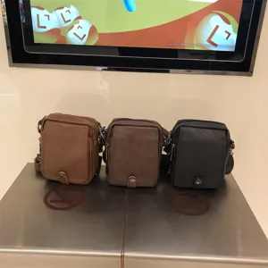 Men casual vertical messenger bag soft leather shoulder crossbody bag multi color options