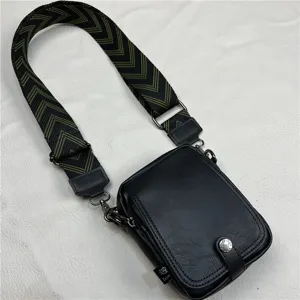 Men Casual Polyester Vertical Crossbody Bag Fashion Geometric Wide Strap Small Messenger Bag Daily Travel Shoulder Bag
