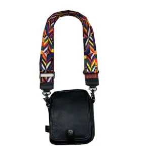 Men fashion vertical crossbody bag with colorful wide strap casual small square bag.