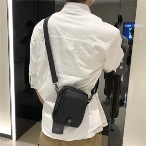 Men's PU Leather Vertical Crossbody Bag Casual Business Commute Shoulder Bag