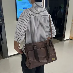 Sac bandoulière homme affaires loisirs cartable en cuir synthétique pour voyage travail