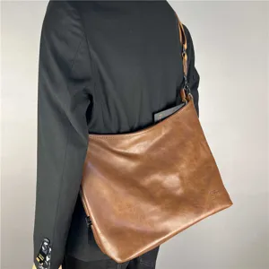 Men's Casual Large Capacity PU Leather Messenger Bag Vintage Crossbody Shoulder Bag Motorcycle Tote Bag For Daily Commute