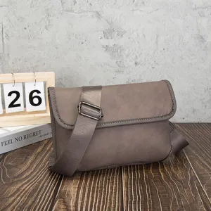Men vintage casual crossbody bag soft PU leather shoulder bag retro messenger bag for daily use