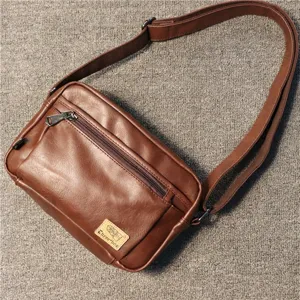 Herren braune PU Leder Umhängetasche lässige Mode kleine Tasche für den täglichen Gebrauch