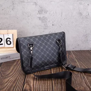 Vintage men's messenger bag retro soft leather shoulder crossbody bag detailed view.
