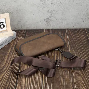 Men vintage brown crossbody bag soft leather messenger shoulder bag casual fashion daily use