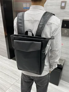 Men Business Casual Backpack Large Capacity PU Leather Laptop School Bag Japanese Retro Travel Commuter Bookbag