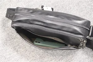 Black leather messenger bag casual crossbody bag stylish men shoulder bag for daily use
