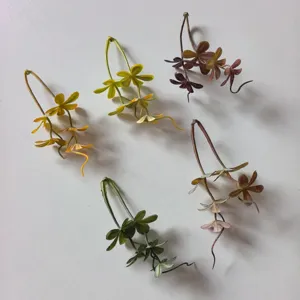 Artificial 5-petal flower stems PVC small leaves for DIY craft floral decorations.
