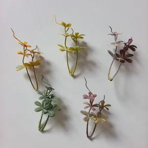 PVC Artificial Green Plants 5-Petal Leaf Branches DIY Handmade Corsage Wrist Flower Hat Accessories Home Decor