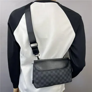 Heren Mode Schoudertas Casual Gecertificeerde Ruitjes Crossbody Tas Klep Messenger Tas
