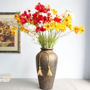 86cm artificial cosmos flowers bouquet in vintage decorative vase for home decor photography.