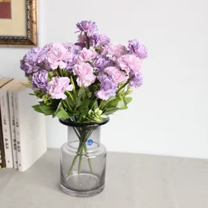 Bouquet di garofani artificiali 10 teste fiori di seta per decorazione casa oggetti di scena foto