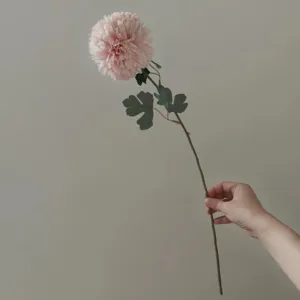 Single branch artificial pompom flower silk floral decor photography prop for home use
