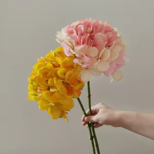 Fiore Artificiale in Seta di Ortensia Stelo Singolo Finto Fiore per Decorazione Casa Matrimonio Soggiorno Tavolo Composizione