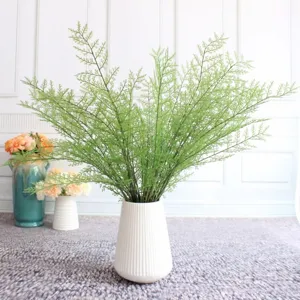 Artificial Wenchang Bamboo Leaves Green Plant Stem Plastic Fake Foliage For Home Floral Arrangement Decoration
