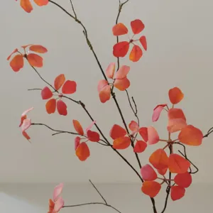 Artificial autumn red leaf branches fake plant floral arrangement for home decor styling