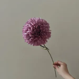 Single branch artificial thistle ball silk flower home decor photography prop detail