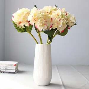 Ortensia Artificiale Fiore di Seta Singolo Ramo 3 Foglie Finto Fiore Per Casa Matrimonio Festa Fotografia Puntelli Decorazione