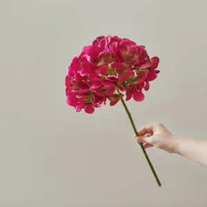 Singolo ramo di ortensia artificiale, fiore di seta finto per decorazione casa e matrimonio.