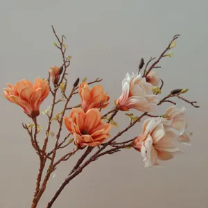 Stunning artificial magnolia flower branch, EVA material for home and living room decor.