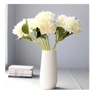 Fiori di ortensia artificiali in vaso bianco finte piante di seta decorazione casa
