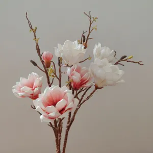 Artificial magnolia flower branch EVA material large floral decor for living room display