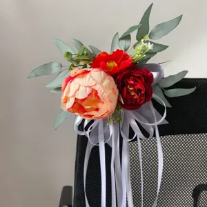 Artificial flower chair back decoration wedding floral arrangement for party event venue decor