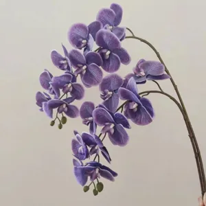 Ramo di orchidea farfalla viola artificiale, fiore decorativo al tatto realistico per la casa.