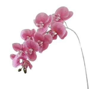 Ramo di fiori di orchidea Phalaenopsis rosa artificiale per decorazioni domestiche e matrimoni.