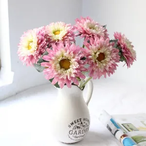 Ramo de Flores de Seda de Girasol Artificial Falsos Girasoles para el Hogar Sala de Estar Boda Fiesta Decoración de Mesa Arreglo Floral