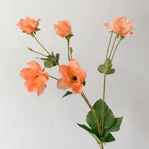 Fiori artificiali in seta arancione rami multifuoco per decorazione casa matrimonio