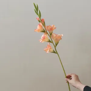 Artificial gladiolus flower stem fake floral home decor single piece pink orange